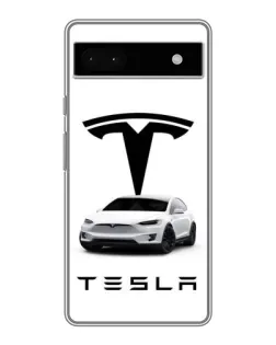 Чехол для Google Pixel 6a с картинкой «Tesla White Style»