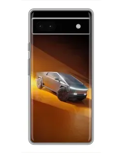 Чехол для Google Pixel 6a с картинкой «Cybertruck в пустыне»