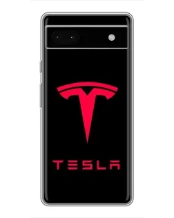 Чехол для Google Pixel 6a с картинкой «Tesla Red Logo»