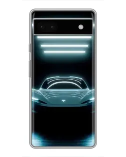 Чехол для Google Pixel 6a с картинкой «Tesla в неоне»