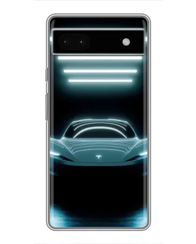 Чехол для Google Pixel 6a с картинкой «Tesla в неоне»