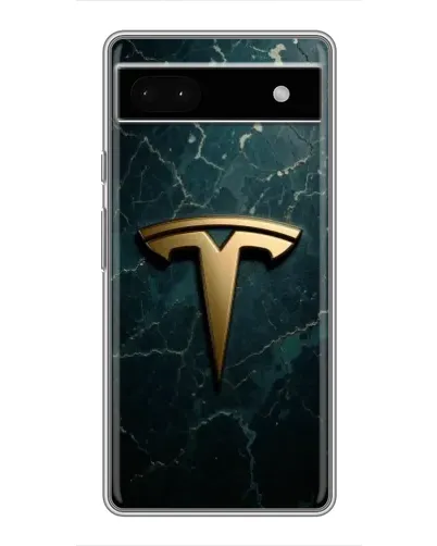 Чехол для Google Pixel 6a с картинкой «Мраморная Tesla Gold»