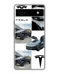 Чехол для Google Pixel 6a с картинкой «Коллаж Cybertruck Tesla»