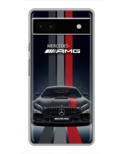 Чехол для Google Pixel 6a с картинкой «Mercedes — белый карбон»