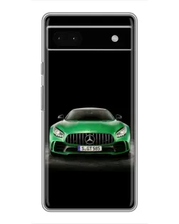 Чехол для Google Pixel 6a с картинкой «Mercedes — неоновый лого»