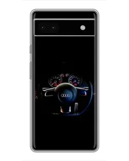 Чехол для Google Pixel 6a с картинкой «Салон Audi — руль»