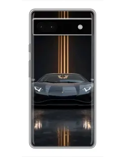 Чехол для Google Pixel 6a с картинкой «Lamborghini золотые линии»