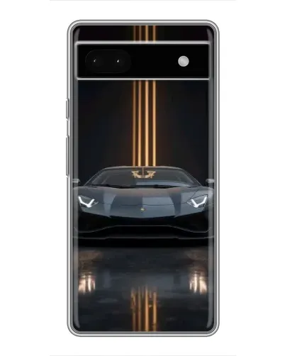 Чехол для Google Pixel 6a с картинкой «Lamborghini золотые линии»