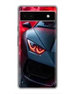 Чехол для Google Pixel 6a с картинкой «Lamborghini красное сияние»