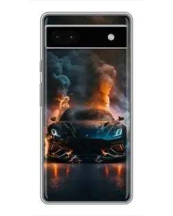 Чехол для Google Pixel 6a с картинкой «Lamborghini дымная эстетика»