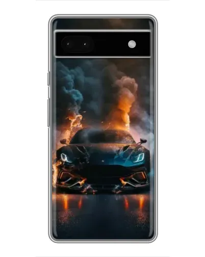 Чехол для Google Pixel 6a с картинкой «Lamborghini дымная эстетика»