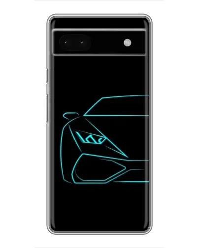 Чехол для Google Pixel 6a с картинкой «Голубой силуэт Lamborghini»