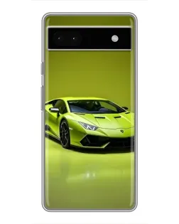 Чехол для Google Pixel 6a с картинкой «Салатовый Lamborghini Huracan»