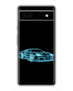 Чехол для Google Pixel 6a с картинкой «Неоновый контур Lamborghini»