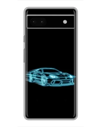 Чехол для Google Pixel 6a с картинкой «Неоновый контур Lamborghini»