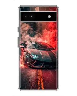Чехол для Google Pixel 6a с картинкой «Lamborghini красный дым»
