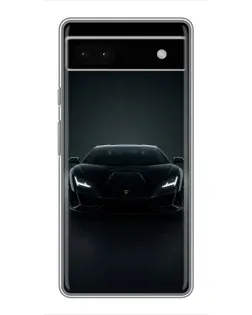 Чехол для Google Pixel 6a с картинкой «Черный Lamborghini Aventador»