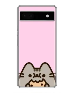 Чехол для Google Pixel 6a с картинкой «Pusheen и печенье»