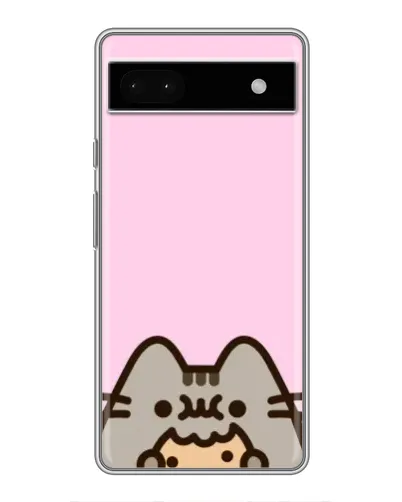 Чехол для Google Pixel 6a с картинкой «Pusheen и печенье»