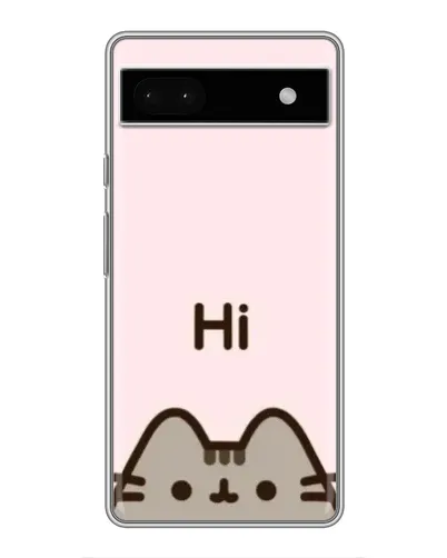 Чехол для Google Pixel 6a с картинкой «Пушин говорит Hi»