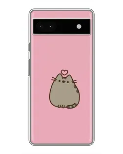 Чехол для Google Pixel 6a с картинкой «Pusheen сердце»