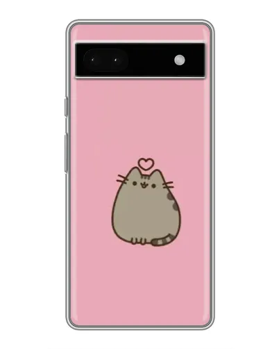 Чехол для Google Pixel 6a с картинкой «Pusheen сердце»