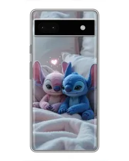 Чехол для Google Pixel 6a с картинкой «Плюшевые Стич Ангел»