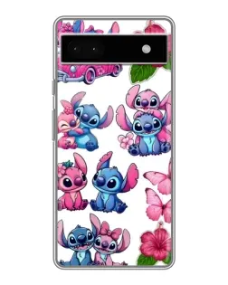 Чехол для Google Pixel 6a с картинкой «Стикеры Stitch и Angel»