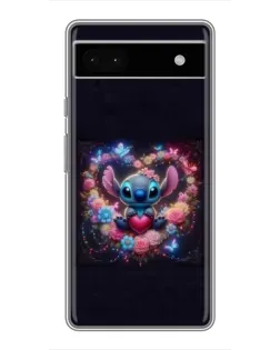 Чехол для Google Pixel 6a с картинкой «Stitch в цветах»