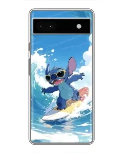 Чехол для Google Pixel 6a с картинкой «Стич на волне»