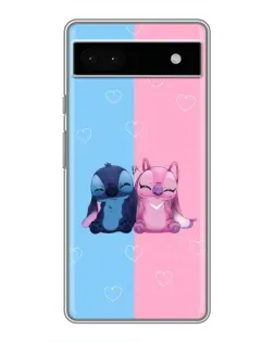 Чехол для Google Pixel 6a с картинкой «Stitch и Angel Love»