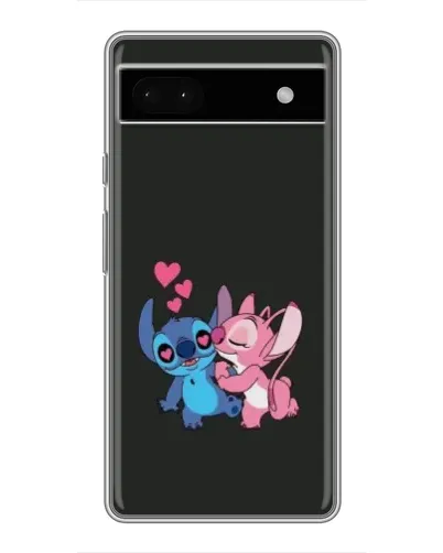 Чехол для Google Pixel 6a с картинкой «Анжел целует Стича»
