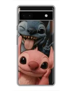 Чехол для Google Pixel 6a с картинкой «Стич и Ангел»