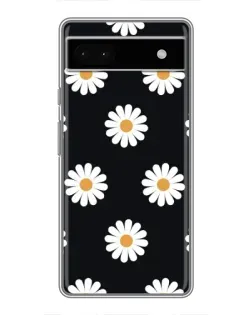 Чохол для Google Pixel 6a з картинкою «Ромашки на чорному»
