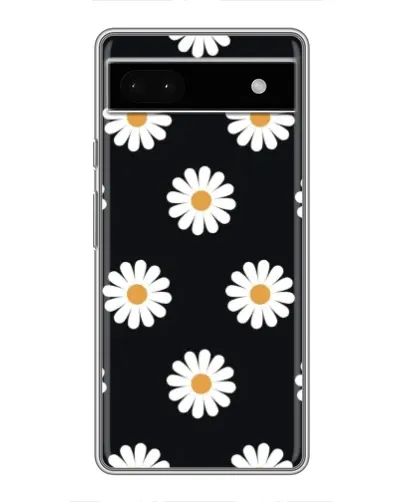 Чохол для Google Pixel 6a з картинкою «Ромашки на чорному»