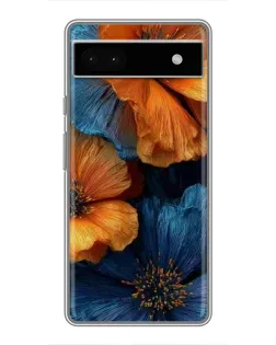 Чохол для Google Pixel 6a з картинкою «Яскрава синьо-помаранчева флора»