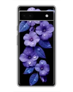 Чехол для Google Pixel 6a с картинкой «Фиолетовые цветы с росою»