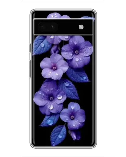 Чохол для Google Pixel 6a з картинкою «Фіолетові квіти з росою»
