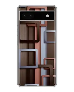 Чехол для Google Pixel 6a с картинкой «Коричневые объемные квадраты»