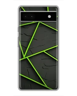 Чехол для Google Pixel 6a с картинкой «Зеленые геометрические линии»