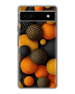 Чехол для Google Pixel 6a с картинкой «Объемные оранжевые сферы»