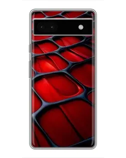 Чехол для Google Pixel 6a с картинкой «Красная глянцевая сетка»