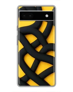 Чехол для Google Pixel 6a с картинкой «Черное желтое переплетение»
