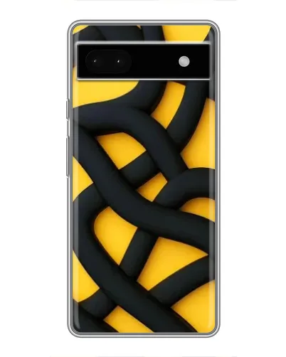 Чехол для Google Pixel 6a с картинкой «Черное желтое переплетение»