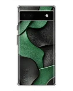 Чехол для Google Pixel 6a с картинкой «Зеленые кожаные волны»