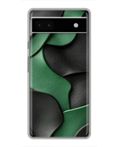 Чехол для Google Pixel 6a с картинкой «Зеленые кожаные волны»