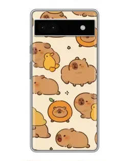 Чехол для Google Pixel 6a с картинкой «Капибары с апельсинами»