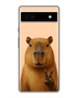 Чехол для Google Pixel 6a с картинкой «Капибара виктория»
