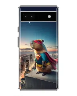 Чехол для Google Pixel 6a с картинкой «Капи-мен супергерой»