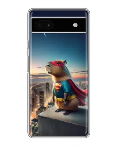 Чехол для Google Pixel 6a с картинкой «Капи-мен супергерой»